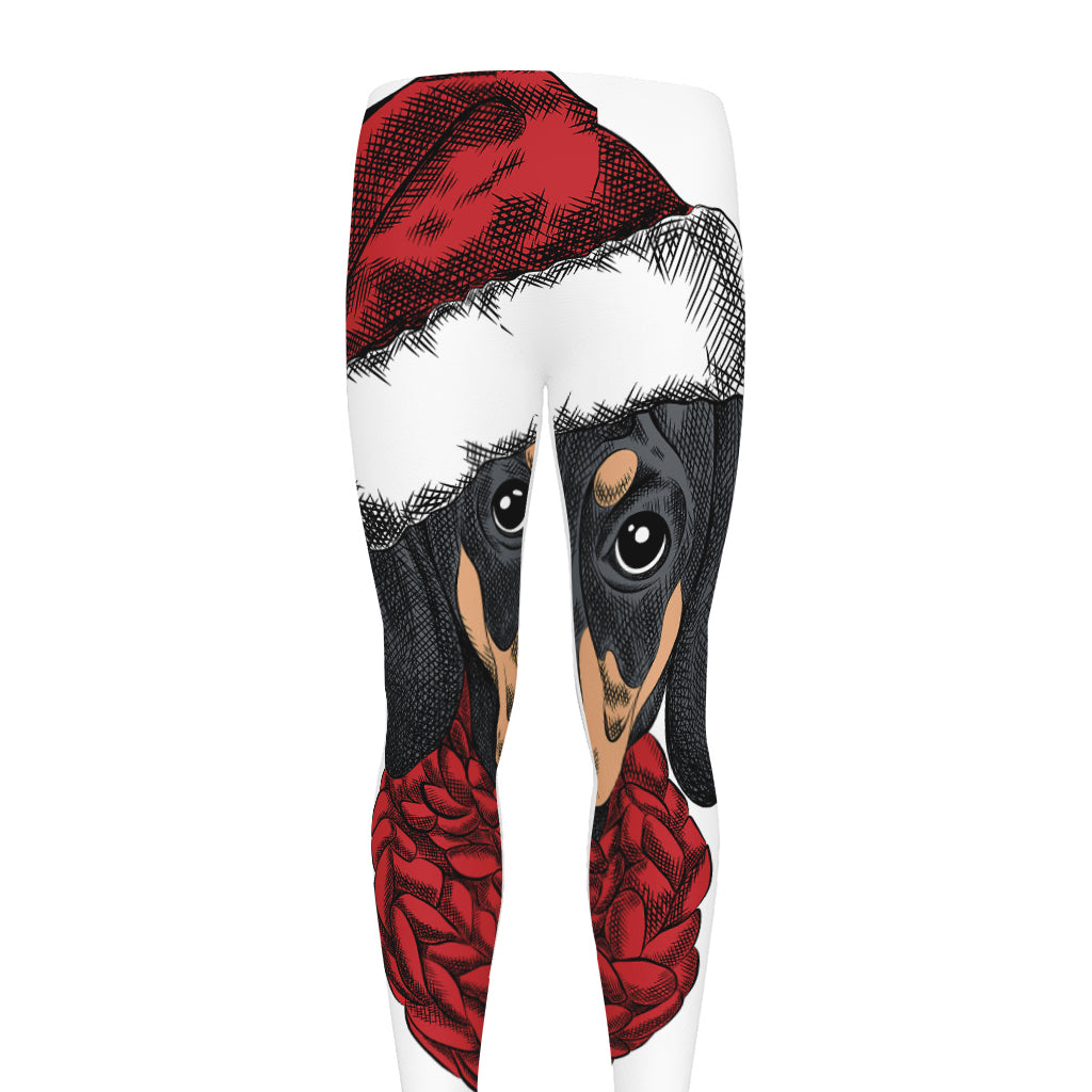 Christmas Santa Dachshund Print Men's leggings