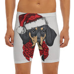 Christmas Santa Dachshund Print Men's Long Boxer Briefs