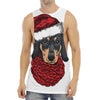 Christmas Santa Dachshund Print Men's Muscle Tank Top