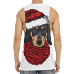 Christmas Santa Dachshund Print Men's Muscle Tank Top