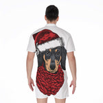 Christmas Santa Dachshund Print Men's Rompers