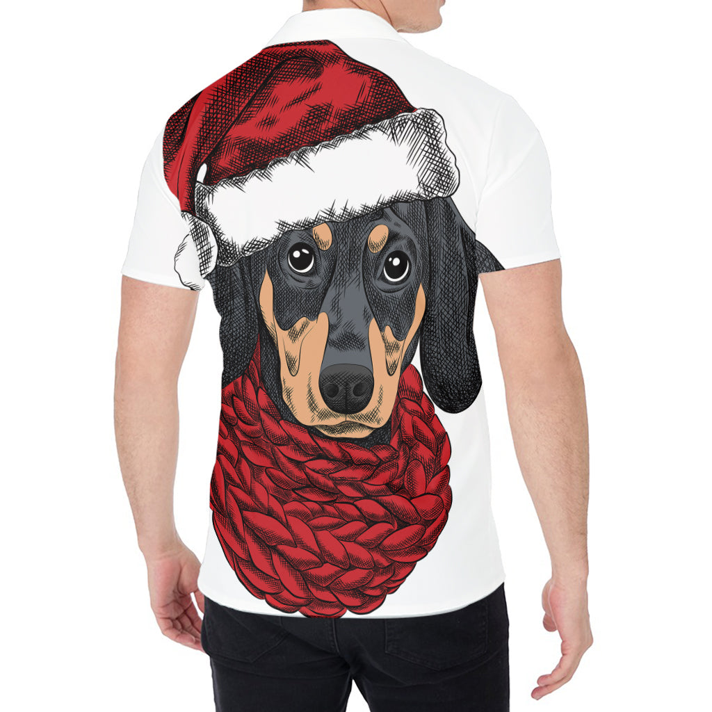 Christmas Santa Dachshund Print Men's Shirt