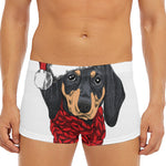 Christmas Santa Dachshund Print Men's Short Boxer Briefs