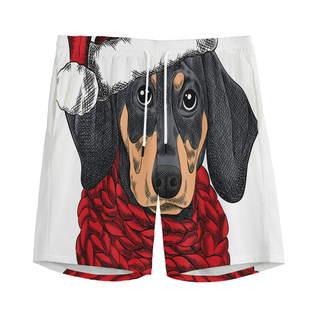 Christmas Santa Dachshund Print Men's Sports Shorts