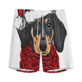 Christmas Santa Dachshund Print Men's Athletic Shorts