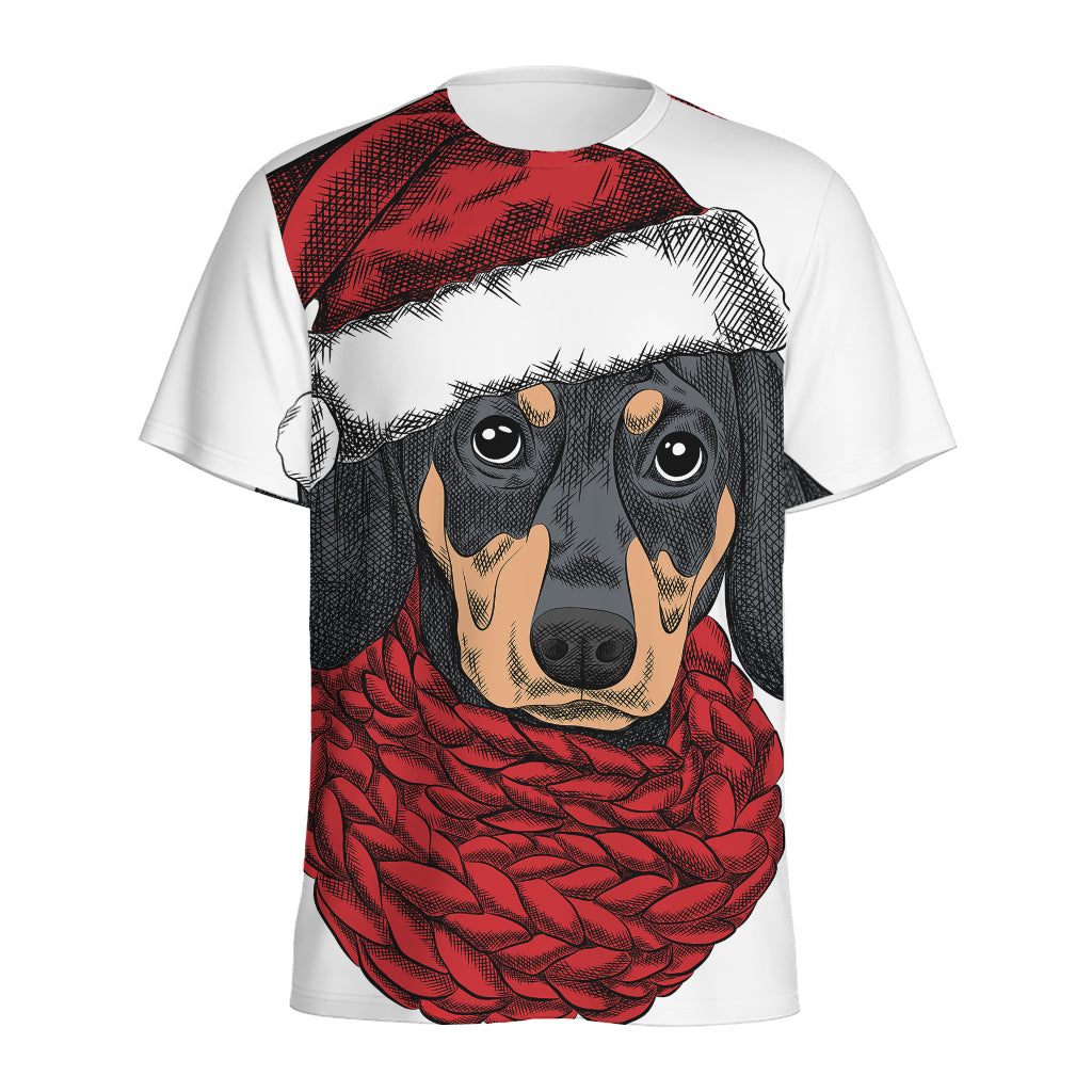 Christmas Santa Dachshund Print Men's Sports T-Shirt