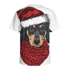 Christmas Santa Dachshund Print Men's Sports T-Shirt