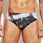 Christmas Santa Dachshund Print Men's Swim Briefs