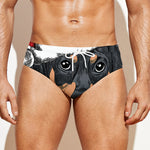 Christmas Santa Dachshund Print Men's Swim Briefs