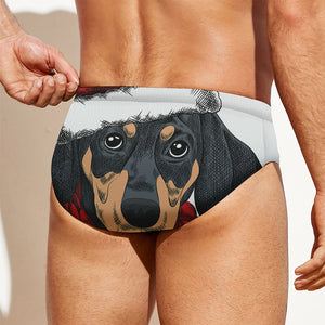 Christmas Santa Dachshund Print Men's Swim Briefs