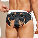Christmas Santa Dachshund Print Men's Swim Briefs