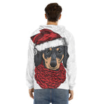 Christmas Santa Dachshund Print Men's Velvet Pullover Hoodie