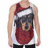 Christmas Santa Dachshund Print Men's Velvet Tank Top