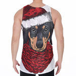 Christmas Santa Dachshund Print Men's Velvet Tank Top