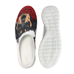 Christmas Santa Dachshund Print Mesh Casual Shoes