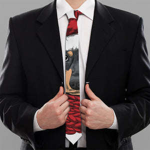 Christmas Santa Dachshund Print Necktie