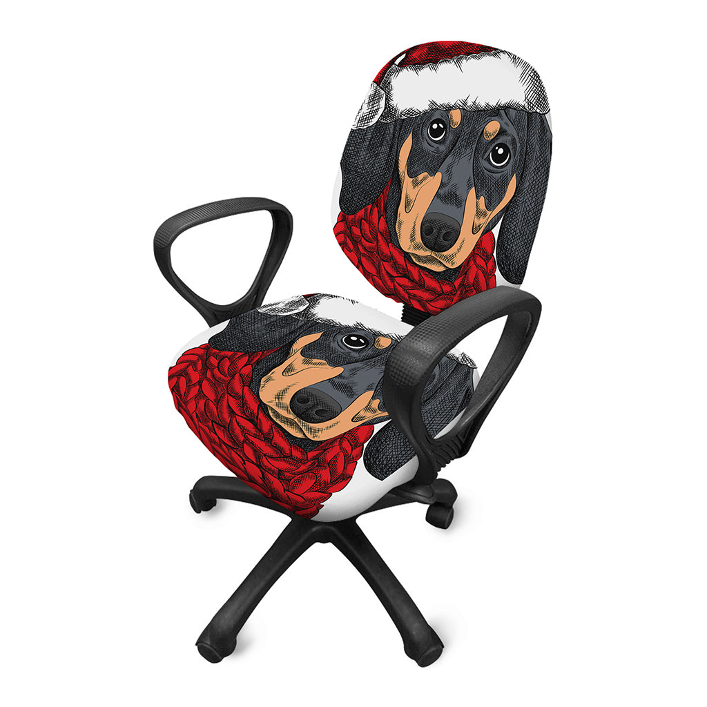 Christmas Santa Dachshund Print Office Chair Cover