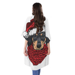 Christmas Santa Dachshund Print Open Front Beach Cover Up