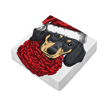 Christmas Santa Dachshund Print Outdoor Seat Cushion Cover