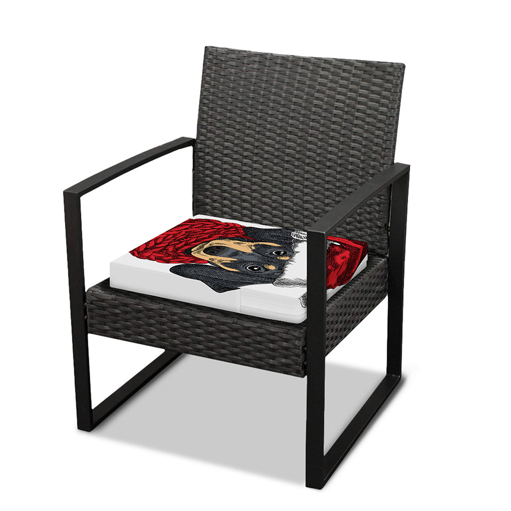 Christmas Santa Dachshund Print Outdoor Seat Cushion Cover