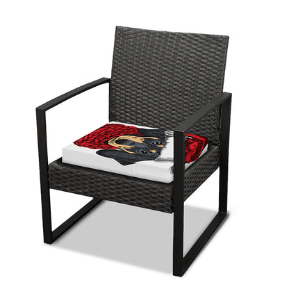 Christmas Santa Dachshund Print Outdoor Seat Cushion Cover