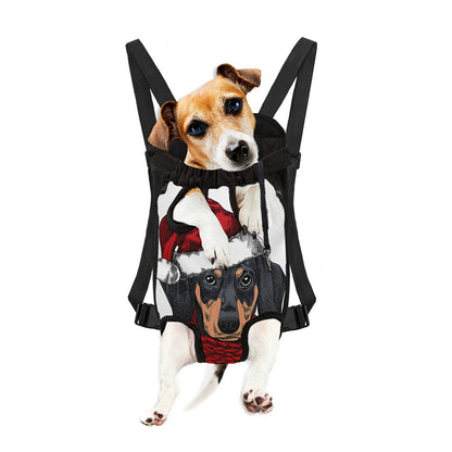 Christmas Santa Dachshund Print Pet Carrier Backpack