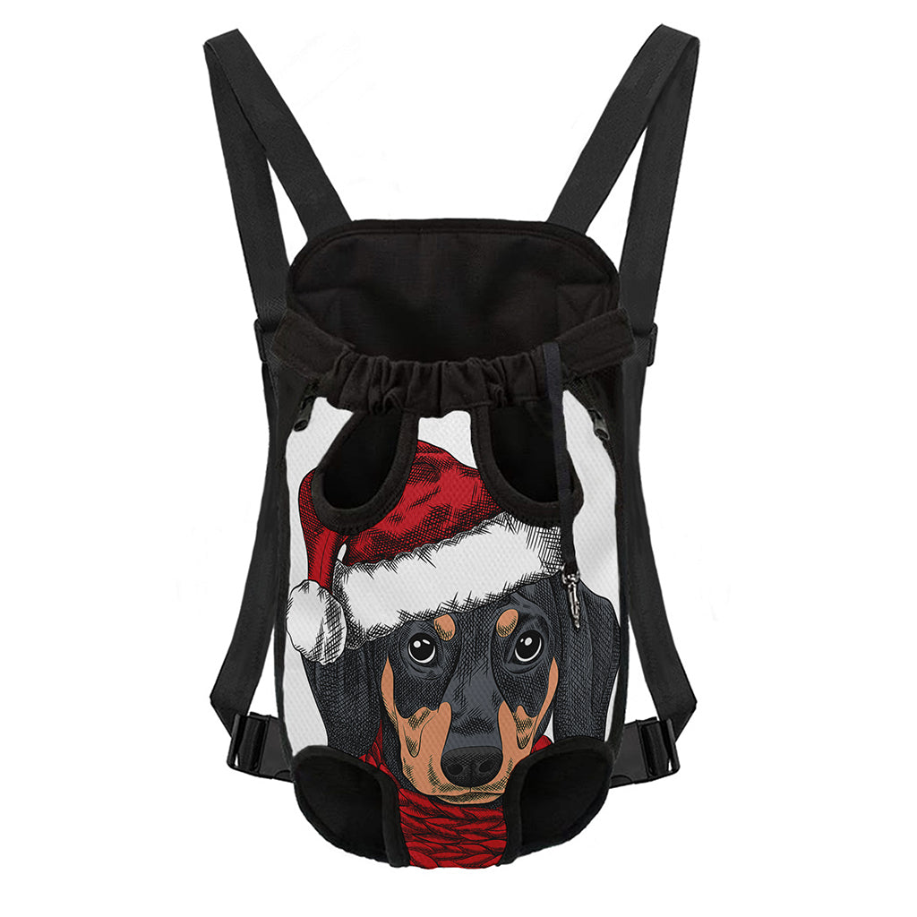 Christmas Santa Dachshund Print Pet Carrier Backpack