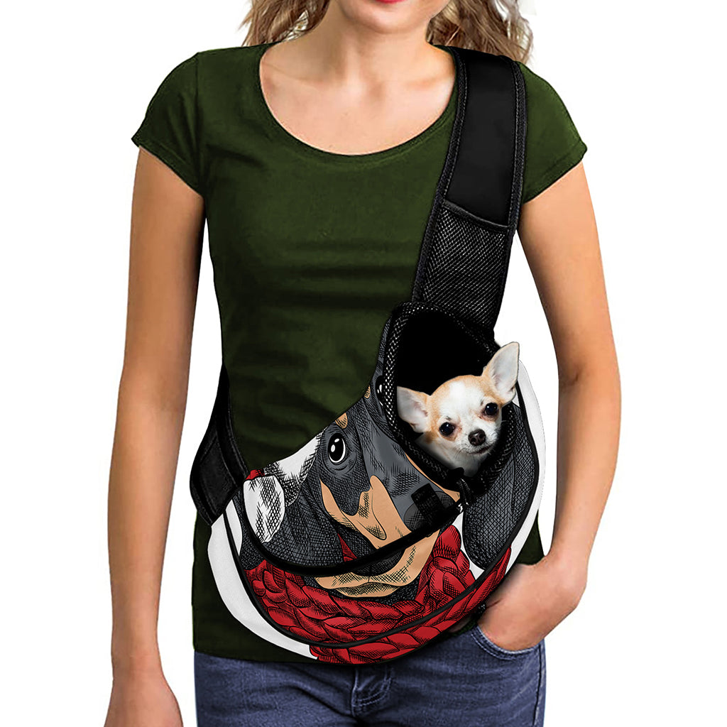 Christmas Santa Dachshund Print Pet Sling Carrier