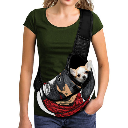 Christmas Santa Dachshund Print Pet Sling Carrier