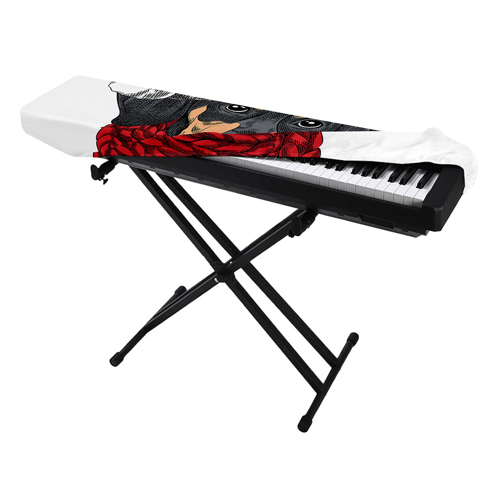 Christmas Santa Dachshund Print Piano Keyboard Cover