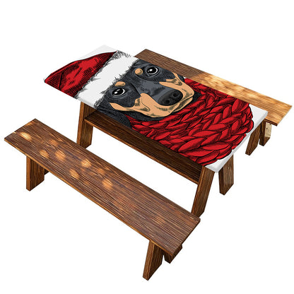 Christmas Santa Dachshund Print Picnic Table Cover