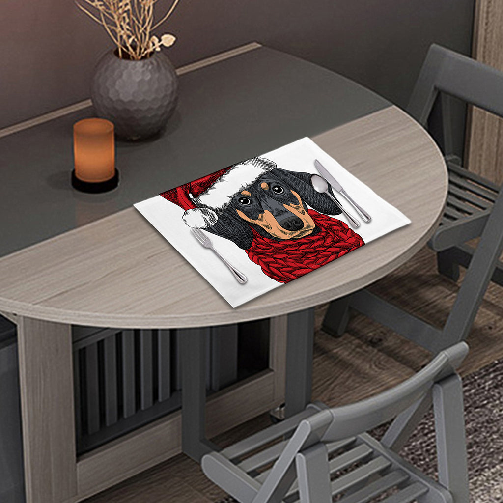 Christmas Santa Dachshund Print Placemat
