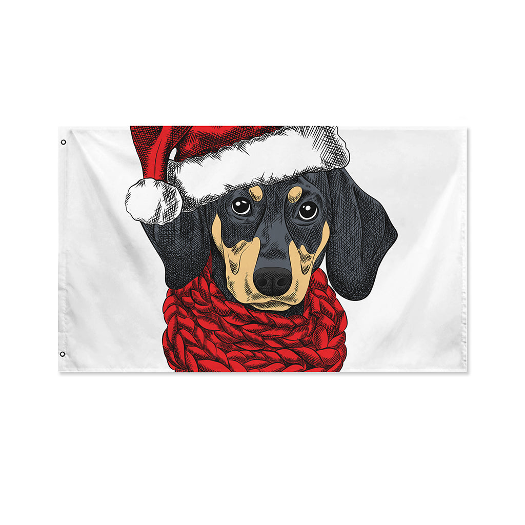 Christmas Santa Dachshund Print Polyester Flag