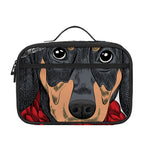 Christmas Santa Dachshund Print Portable Lunch Bag
