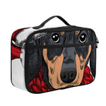 Christmas Santa Dachshund Print Portable Lunch Bag