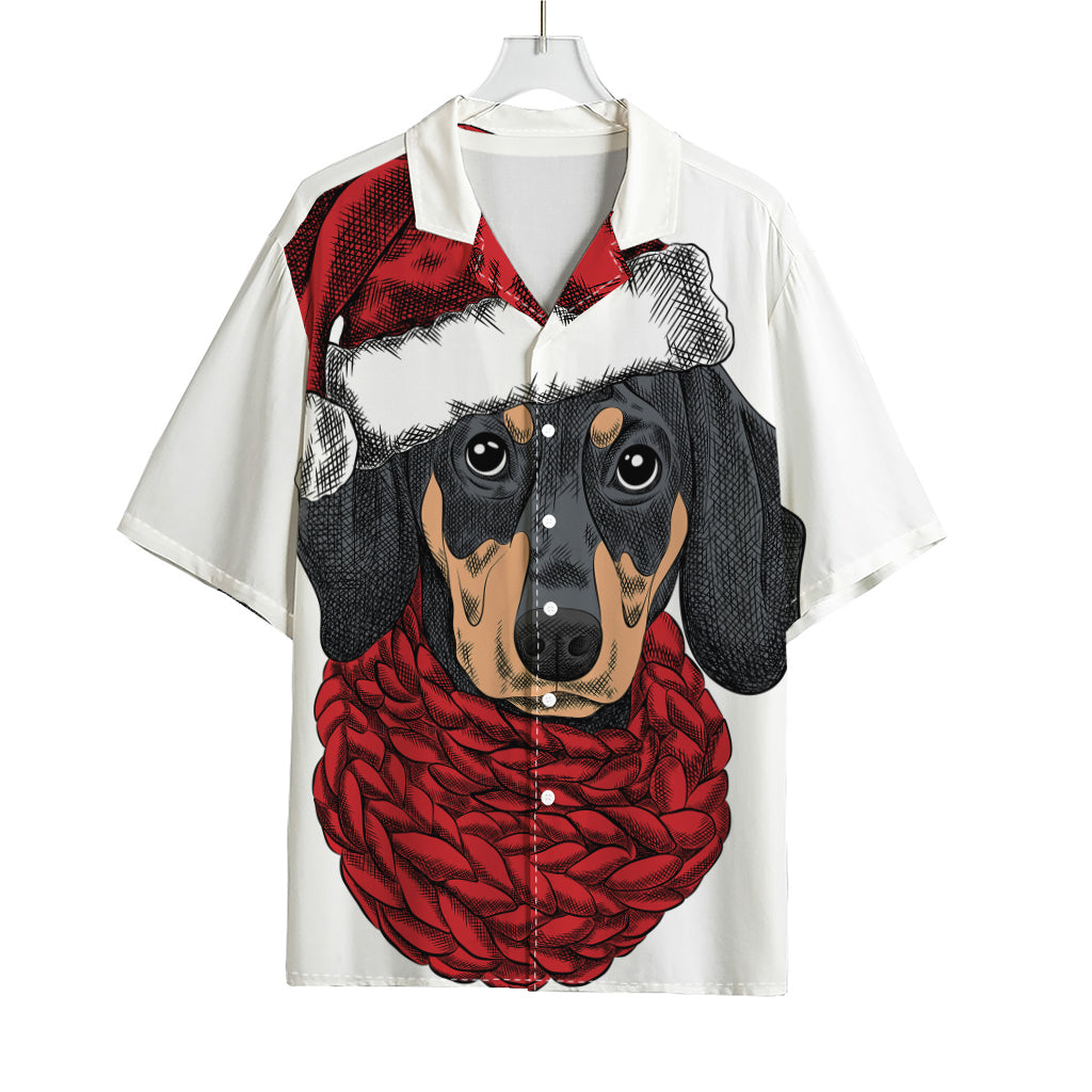 Christmas Santa Dachshund Print Rayon Hawaiian Shirt