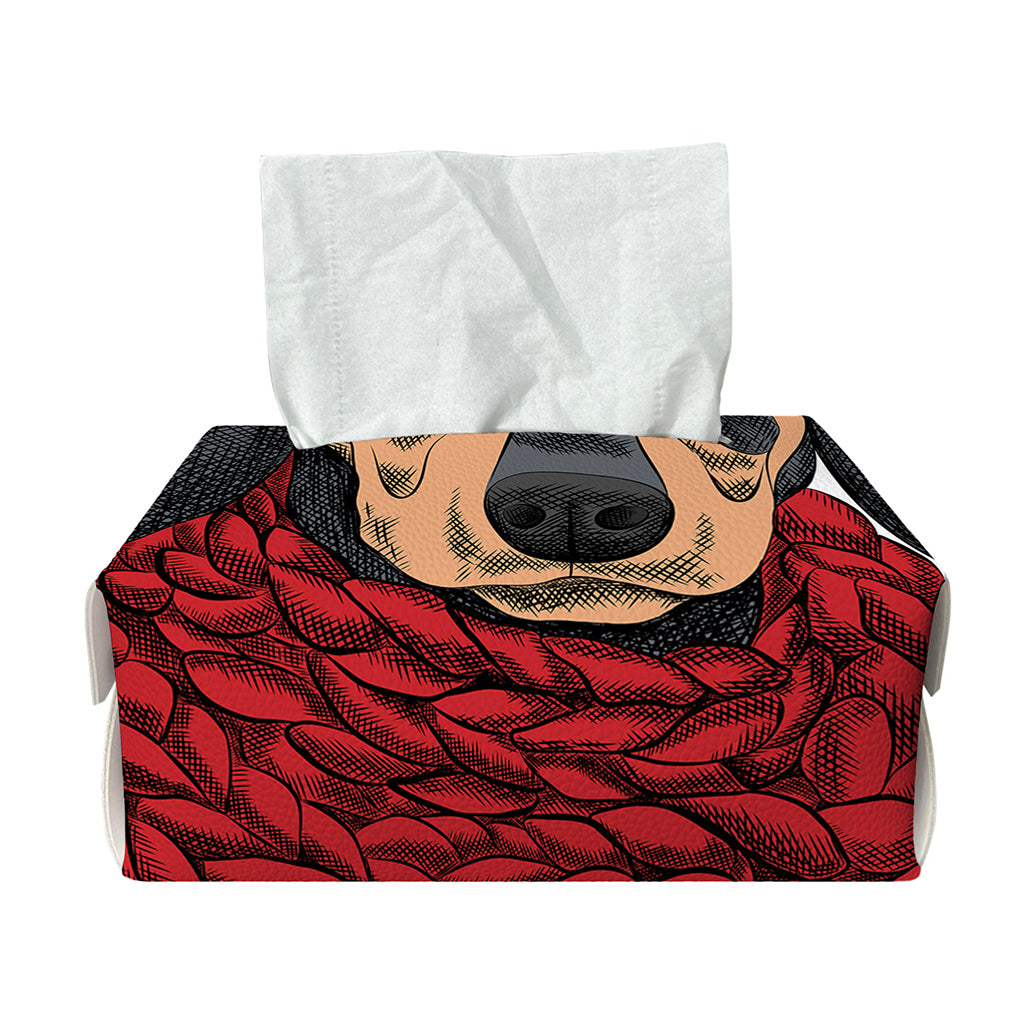 Christmas Santa Dachshund Print Rectangle Tissue Box Cover