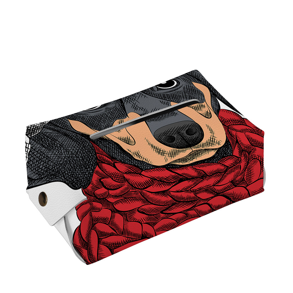 Christmas Santa Dachshund Print Rectangle Tissue Box Cover