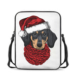 Christmas Santa Dachshund Print Rectangular Crossbody Bag