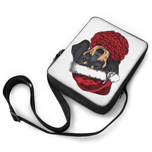 Christmas Santa Dachshund Print Rectangular Crossbody Bag