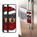 Christmas Santa Dachshund Print Refrigerator Handle Covers