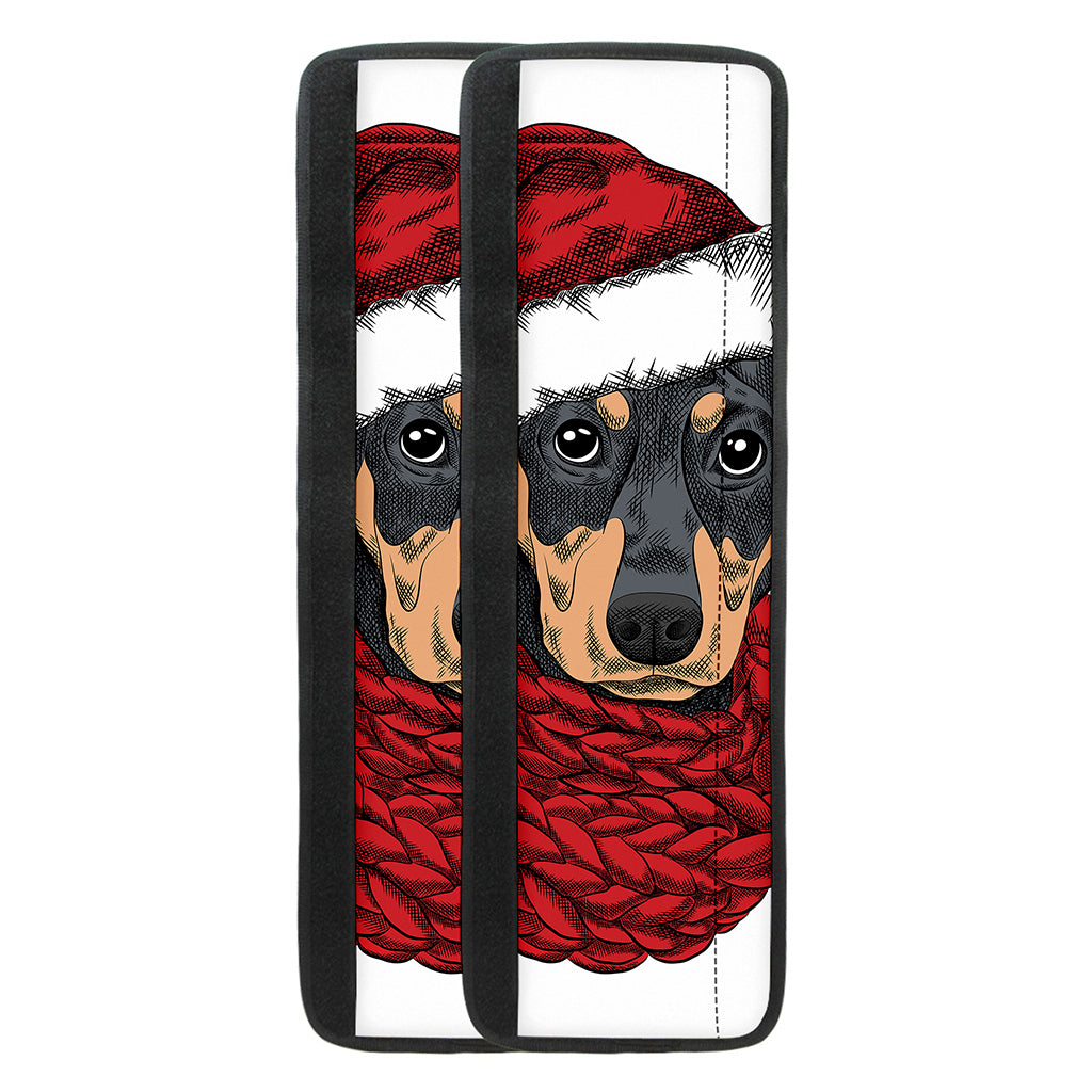 Christmas Santa Dachshund Print Refrigerator Handle Covers