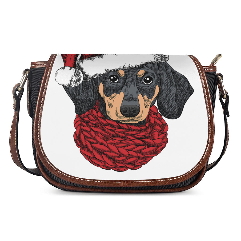 Christmas Santa Dachshund Print Saddle Bag