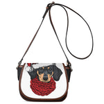 Christmas Santa Dachshund Print Saddle Bag