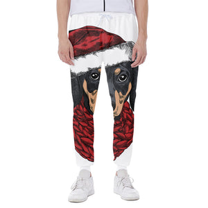 Christmas Santa Dachshund Print Scuba Joggers