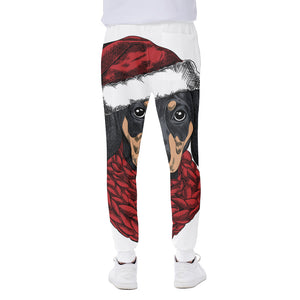 Christmas Santa Dachshund Print Scuba Joggers