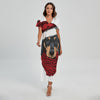 Christmas Santa Dachshund Print Short Sleeve Maxi Dress