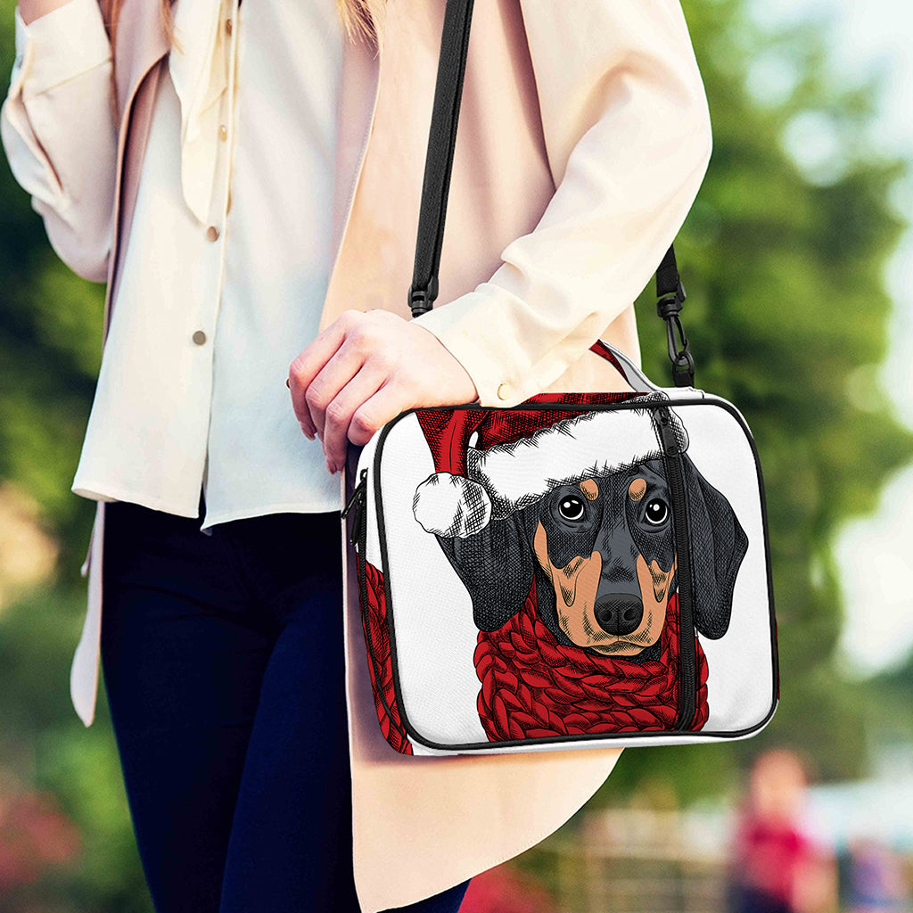 Christmas Santa Dachshund Print Shoulder Strap Bible Bag