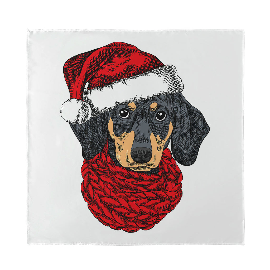 Christmas Santa Dachshund Print Silk Bandana