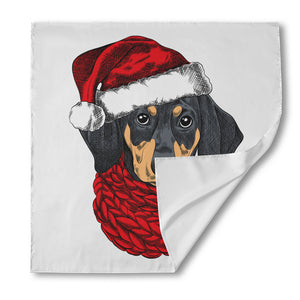 Christmas Santa Dachshund Print Silk Bandana